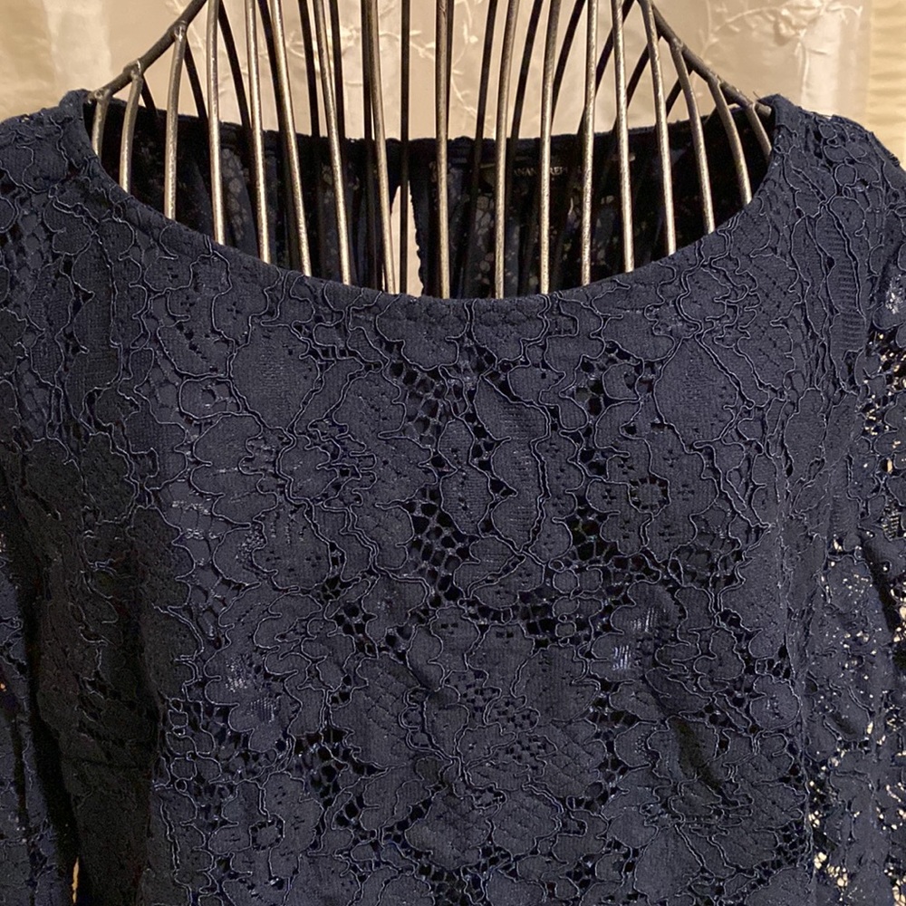 Blue Laced Long Sleeve Top